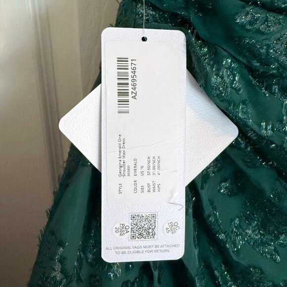 NWT Azazie Georgina Emerald One-Shoulder Maxi Dress Size 10 - Picture 7 of 7